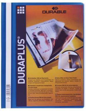 DURABLE Schnellhefter DURAPLUS, DIN A4, blau, überbreit transparenter Vorderdec
