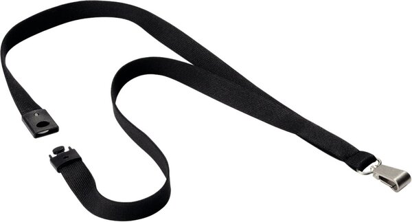 DURABLE Textilband SOFT COLOURS, schwarz mit Sicherheitsverschluß und Karabiner