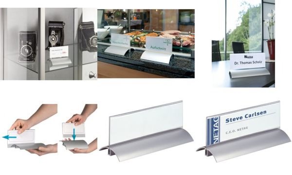 DURABLE Tisch-Namensschild, Dach-Form, aus Acryl transparent, standfest, mit Al