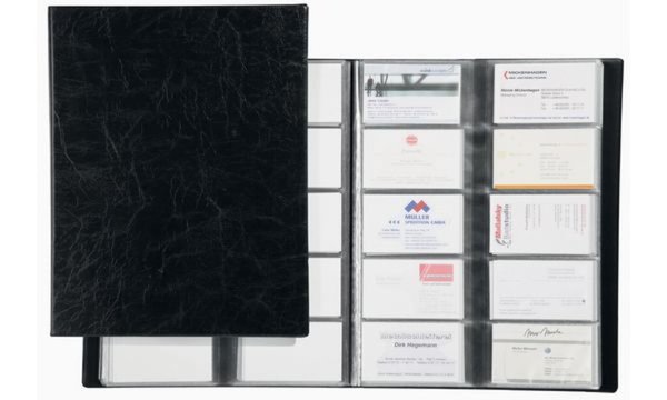 DURABLE Visitenkarten-Album VISIFIX, genarbte Folie, schwarz mit transparenten 