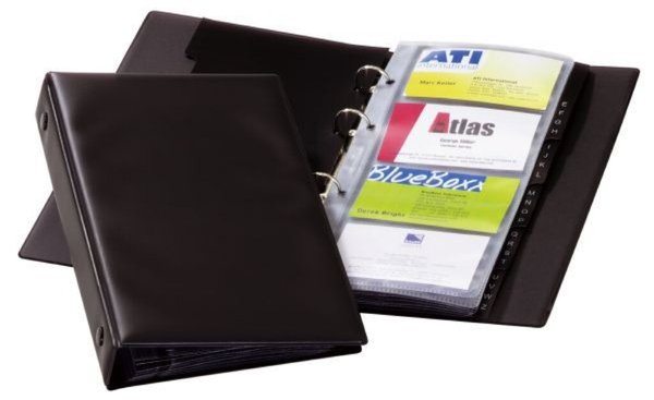 DURABLE Visitenkarten-Ringbuch VISIFIX Economy, schwarz mit 12 transparente Hül