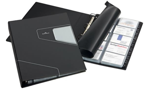 DURABLE Visitenkarten-Ringbuch VISIFIX PRO, breit, schwarz mit 20 transparenten