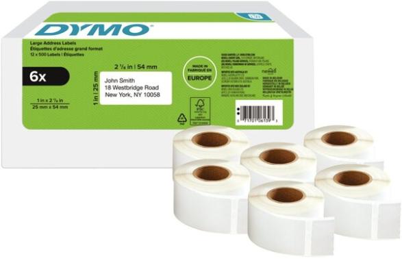 DYMO LW-Rücksendeadress-Etiketten groß 25x54mm 6x 500St/Rol