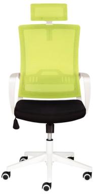 Drehstuhl mit Kopfstütze 2377,Armlehne grün/schwarz, Hoher Netzrücken