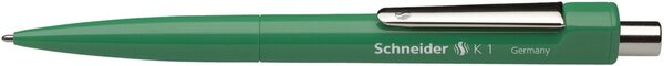 Druckkugelschreiber K1 grün mit Metallclip und Drücker
