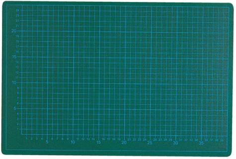 Schneidematte, 45x30cm, grün/schwarz 5-lagig, bedruckt mit 10-und 50mm
