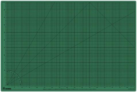 Schneidematte, 90x60cm, grün/schwarz 5-lagig, bedruckt mit 10-und 50mm