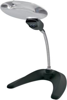 LED-Tisch-Standlupe mit flexiblem Halter, Ø 107 mm,Vergr.2x/Ø 18 mm,