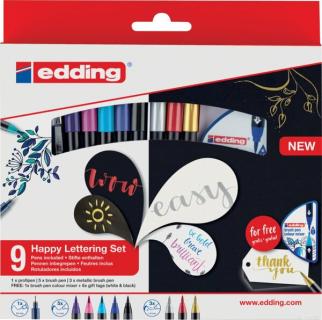 Happy Lettering Set 9+2S sortiert Einsteigerset, diverse Stifte und