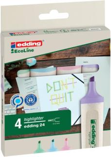 Textmarker 24/4S EcoLine 4er pastell Keilspitze, Strichbreite 2 - 5 mm