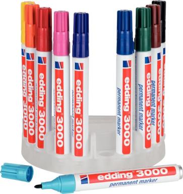EDDING Permanent-Marker Edding 4-3000-10 Gelb, Orange, Rot, Rosa, Lila, Hell-Bl