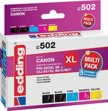 EDDING Tinte ersetzt Canon PGI-550PGBK XL, CLI-551 C,M,Y XL Kompatibel Kombi-Pa
