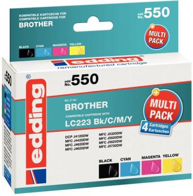 EDDING Tintenpatrone 18-550 wie Brother LC223 BK/C/M/Y 4 Stück/Pack. (18-550)