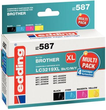 EDDING Tintenpatrone ersetzt Brother LC3219XL Bk/C/M/Y Kompatibel Kombi-Pack Sc