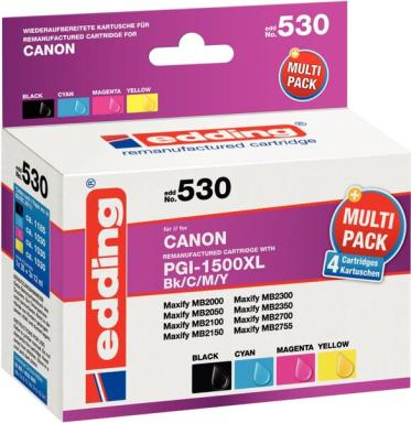 EDDING Tintenpatrone ersetzt Canon PGI-1500XL Multipack BK/C/M/Y Kompatibel Sch
