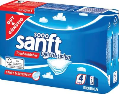 Taschentücher 4-lagig aus 100% Frischzellstoff, weißes Tissue