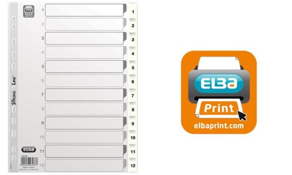 ELBA Kunststoff-Register, Zahlen, D IN A4, weiß, 5-teilig (61003485)