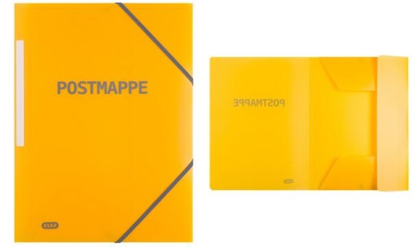 ELBA Postmappe, DIN A4, PP, transparent-gelb Eckspannermappe mit aufgeklebtem R