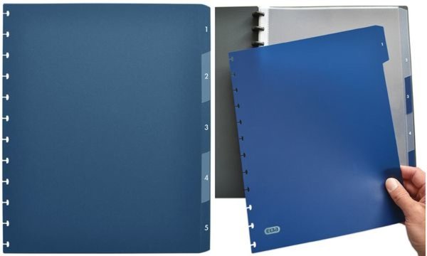 ELBA vario-zipp Register, 5-teilig, A4, 245 x 316 mm mit farblosen und dunkelbl