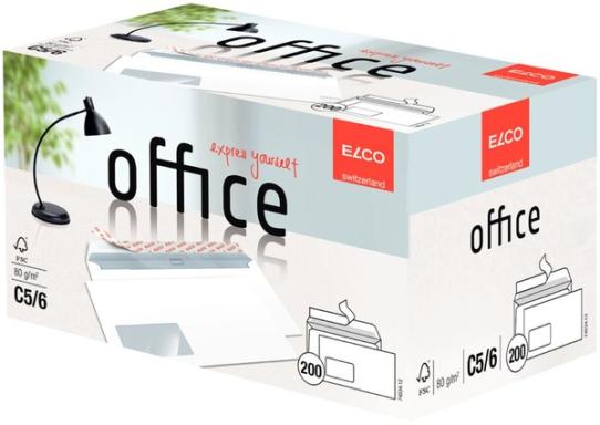 ELCO FSC Briefumschlag C5/6 HK hoch- weiß m.F. 80g Innendruck 229x114mm