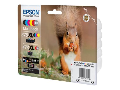 EPSON 478XL Multipack 6er Pack Grau, Schwarz, Gelb, Cyan, Magenta, Rot Tintenpa