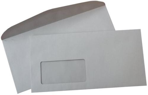 Kuvertierumschlag, gummiert, mit Fenster, Recycling, grau, 75g