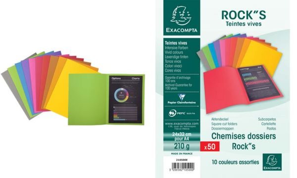 EXACOMPTA Aktendeckel ROCKS, 210 g /qm, farbig sortiert (83100028)