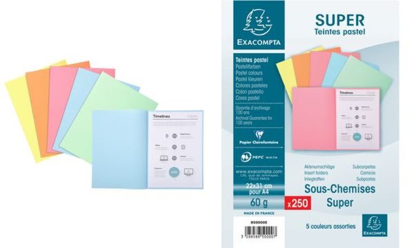 EXACOMPTA Aktendeckel SUPER 60, DIN A4, 60 g/qm, sortiert (335228100)