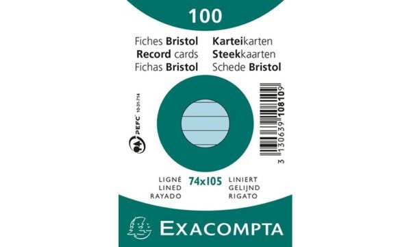 EXACOMPTA Karteikarten, DIN A7, bla nko, weiß (8701835)
