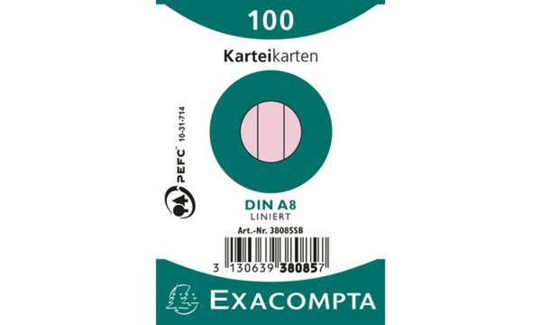 EXACOMPTA Karteikarten, DIN A8, bla nko, weiß (8701842)