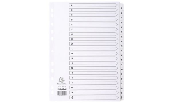 EXACOMPTA Karton-Register A-Z, DIN A4, weiß, 20-teilig (8701739)