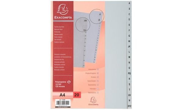 EXACOMPTA Kunststoff-Register, A-Z, DIN A4, 20-teilig (8701191)