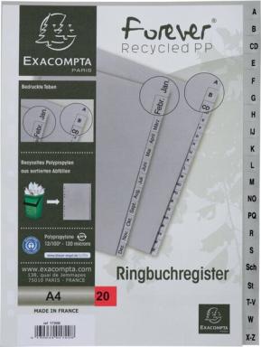 EXACOMPTA Kunststoff-Register, A-Z, DIN A4, 20-teilig