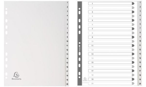 EXACOMPTA Kunststoff-Register, Zahl en, A4, 20-teilig (8700749)