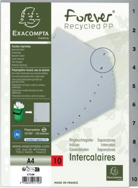EXACOMPTA Kunststoff-Register, Zahlen, DIN A4, 10-teilig