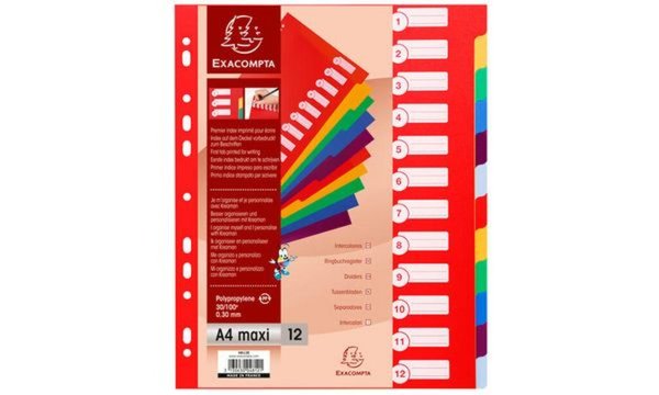 EXACOMPTA Kunststoff-Register, blan ko, A4 Überbreite, 6- (8701129)