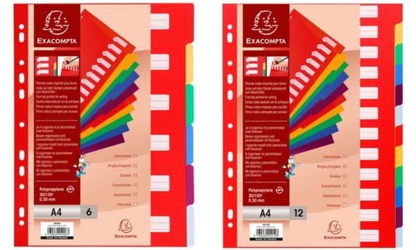 EXACOMPTA Kunststoff-Register, blan ko, A4, 6-teillig (8700724)