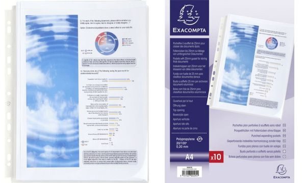 EXACOMPTA Prospekthülle mit Faltent asche, DIN A4, PP (8700405)