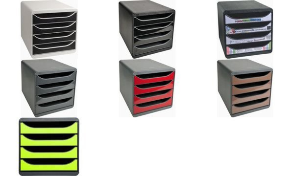 EXACOMPTA Schubladenbox BIG-BOX, 4 Schübe, lichtgrau (8700452)