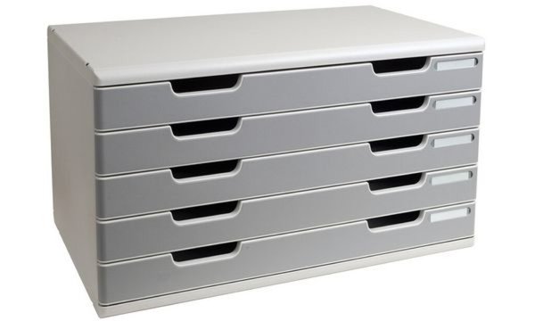 EXACOMPTA Schubladenbox MODULO A3, 5 Schübe, steingrau (8701770)