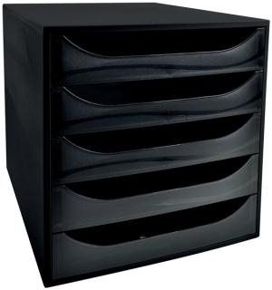 Schubladenbox Ecobox, 5 offene Schübe Office, schwarz, mit Auszugsperre
