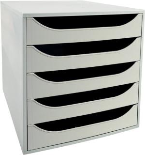 Schubladenbox Ecobox, 5 offene Schübe Office, grau, mit Auszugsperre