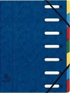 Eckspann-Ordnungsmappe 7 Fächer blau 425g/qm Manila Karton, Innenfach