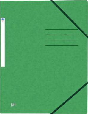 Eckspannmappe, DIN A4, 390g, grün 3 Einschlagklappen, Gummiband,
