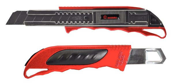 Ecobra Premium-Cutter, Metallgehäuse rot, 18 mm, 4-Punkt-Arretierung,