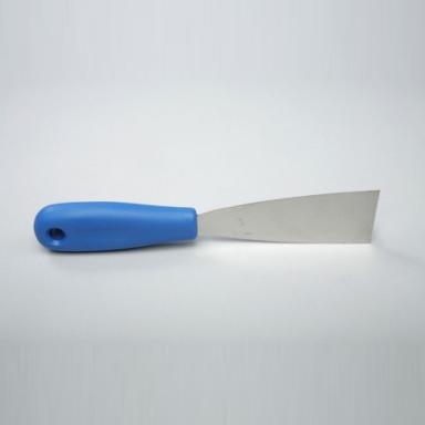 Edelstahlspachtel, blau | 40 x 215 mm <br>Kunststoffgriff, rostfreies Blatt