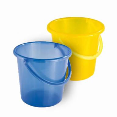Eimer rund 10 Liter, Universaleimer mit Kunststoffhenkel | Farben: silber, blau
