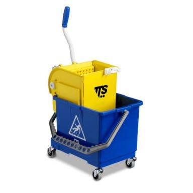 Einfach-Fahrwagen "Mini Bucket" | 17 Liter Reinigungswagen mit 17 Liter Eimer, Presse und abnehmbarer Trennwand