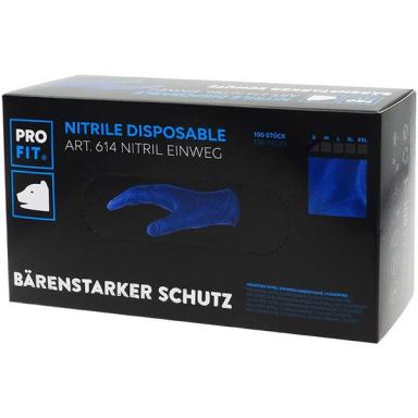 Einweghandschuhe Nitril puderfrei, blau, "ProFit® 100 Stück/Box | Größen L <br>nicht steril, AQL 1,5, EN 374, CAT III, CE-Kennzeichen