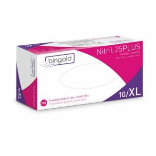 Einweghandschuhe Nitril puderfrei, violettblau, "BINGOLD Nitril 25 PLUS", 200 Stück/Box | Größe XL <br>AQL 1,5, unsteril